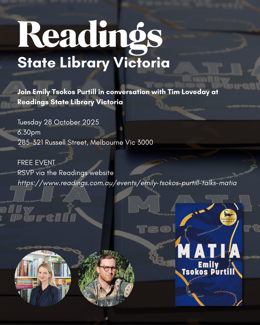 MATIA - Event - State Library of Victoria Readings - In conversation with Tim Loveday - 28 October 2025
